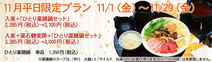 11月の平日限定プラン