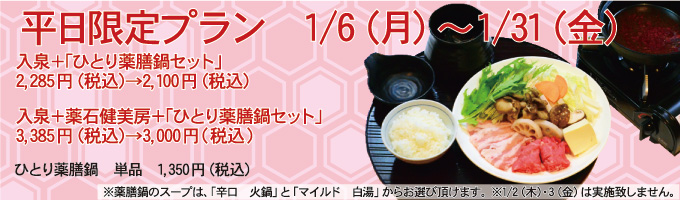 1月の平日限定プラン
