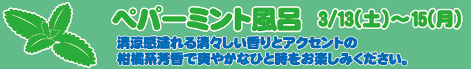 3月13日〜15日 ペパーミント風呂